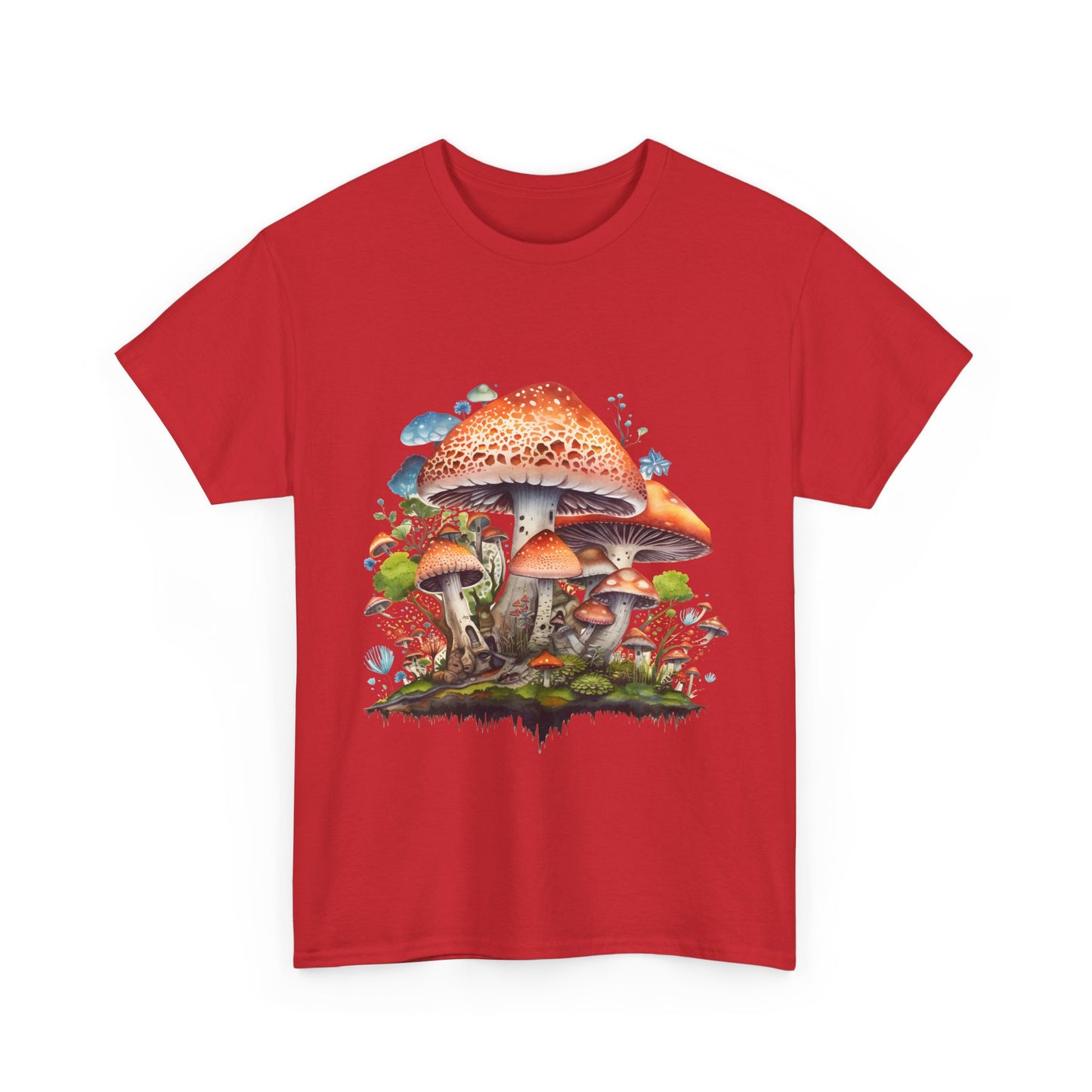 Mushroom Art Unisex Heavy Cotton Tee - Nature Lover's T-Shirt