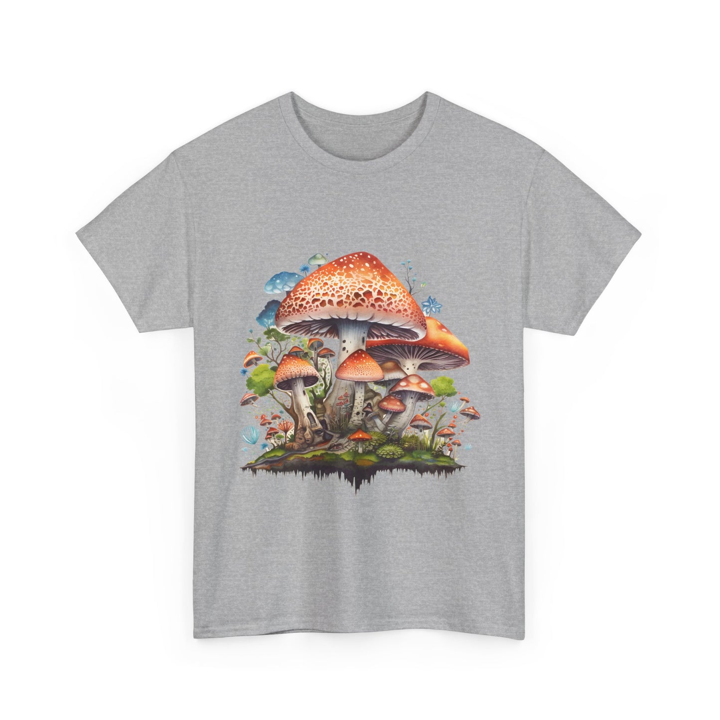 Mushroom Art Unisex Heavy Cotton Tee - Nature Lover's T-Shirt