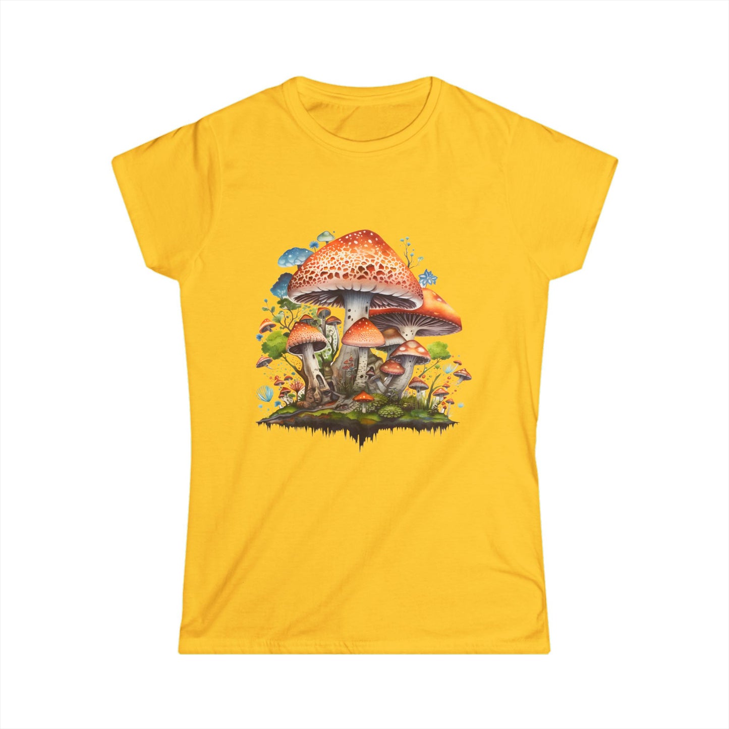 Whimsical Mushroom Women’s Softstyle Tee - Nature-Inspired Graphic Shirt