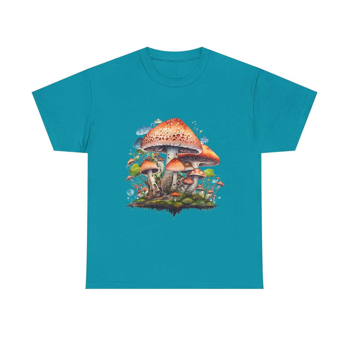 Mushroom Art Unisex Heavy Cotton Tee - Nature Lover's T-Shirt