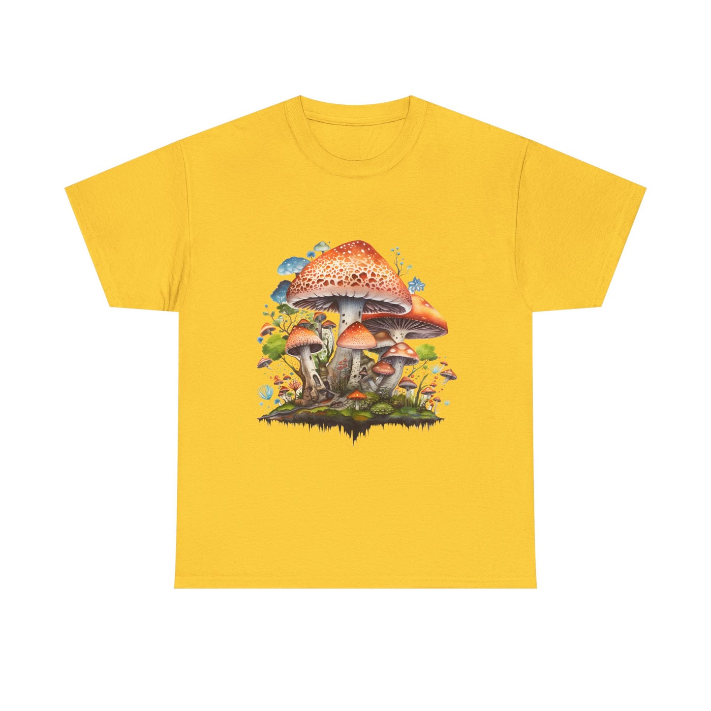 Mushroom Art Unisex Heavy Cotton Tee - Nature Lover's T-Shirt