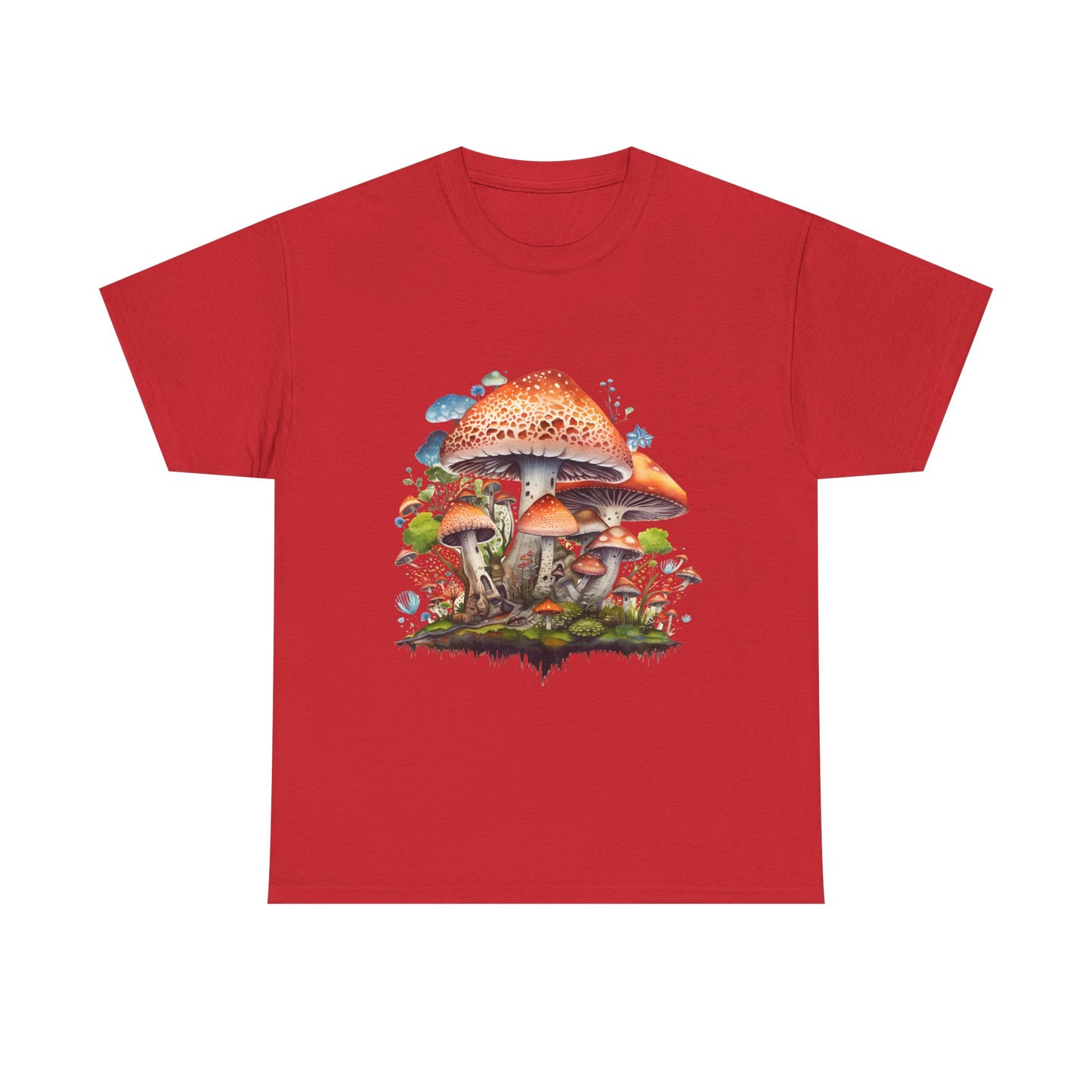 Mushroom Art Unisex Heavy Cotton Tee - Nature Lover's T-Shirt