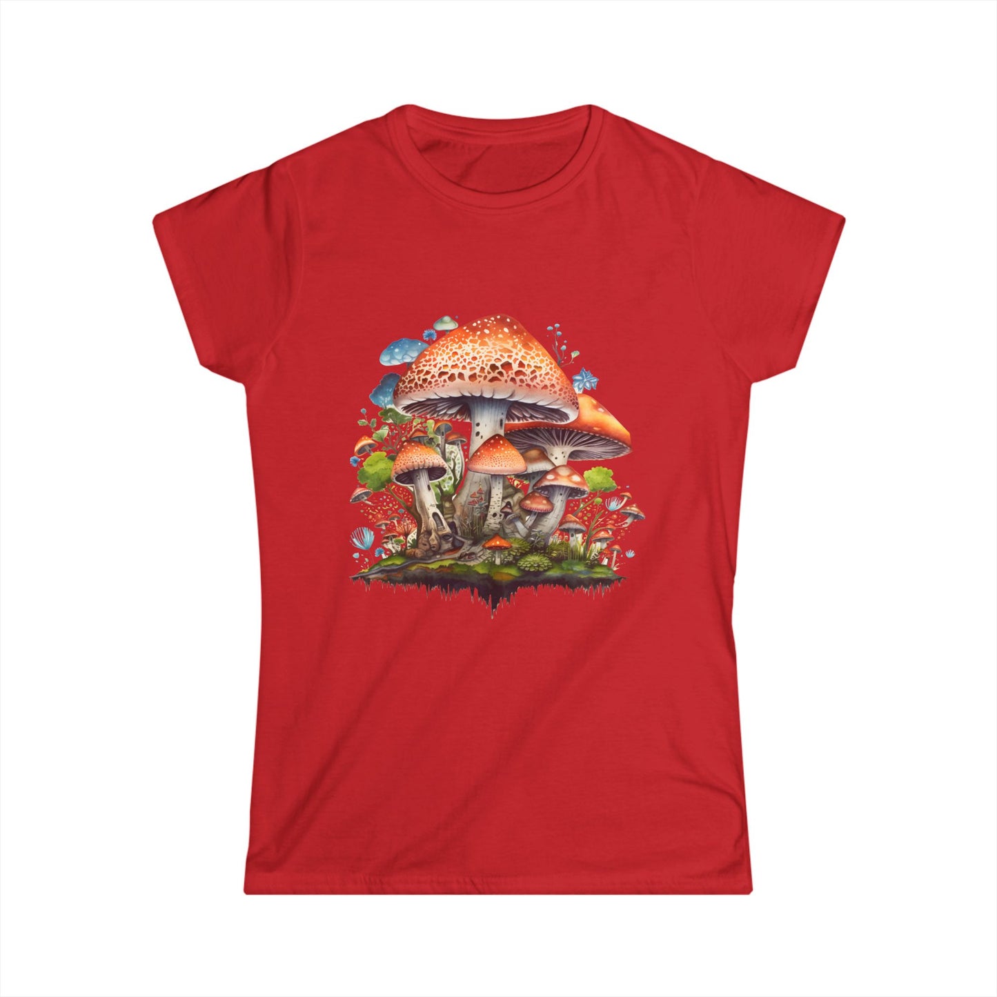 Whimsical Mushroom Women’s Softstyle Tee - Nature-Inspired Graphic Shirt