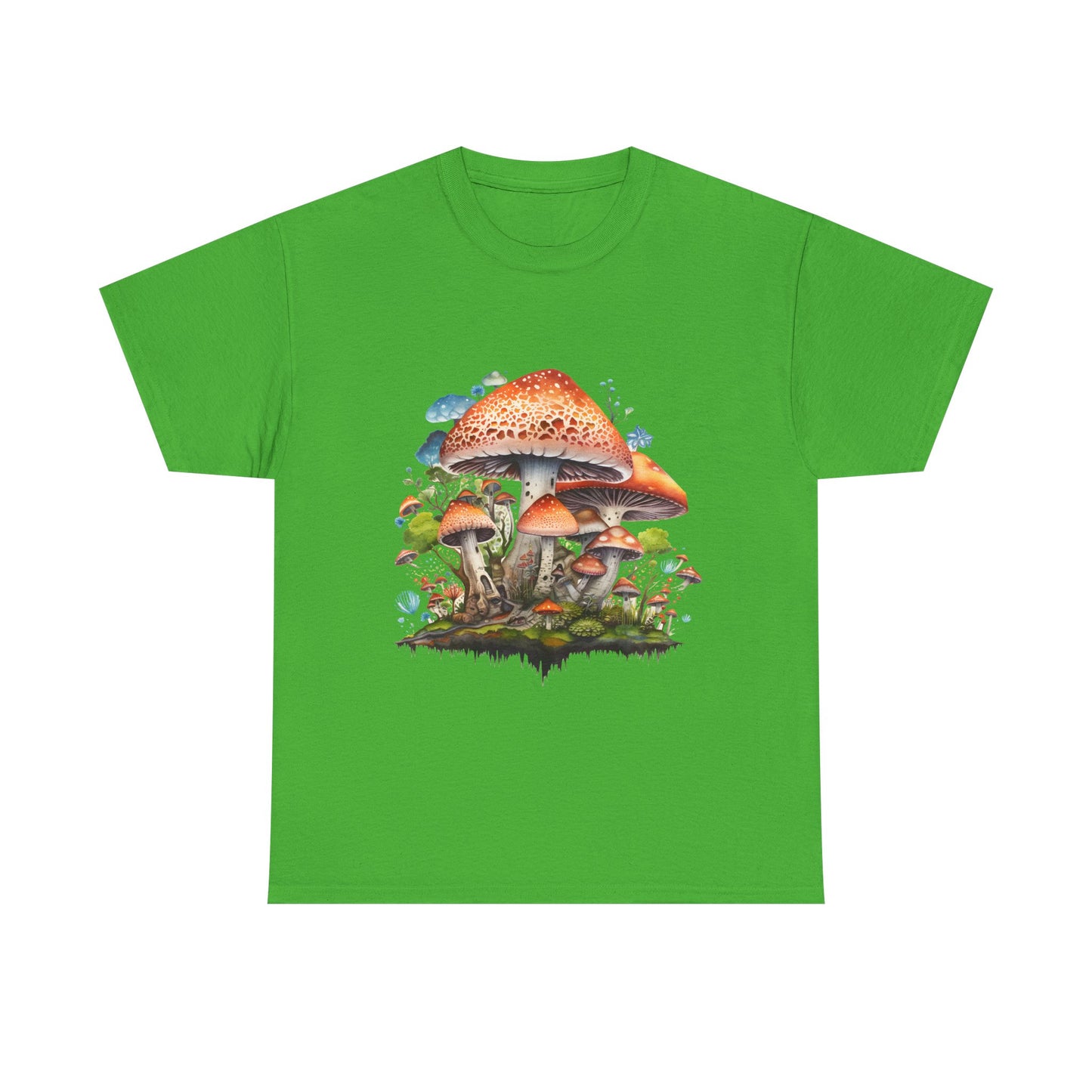 Mushroom Art Unisex Heavy Cotton Tee - Nature Lover's T-Shirt
