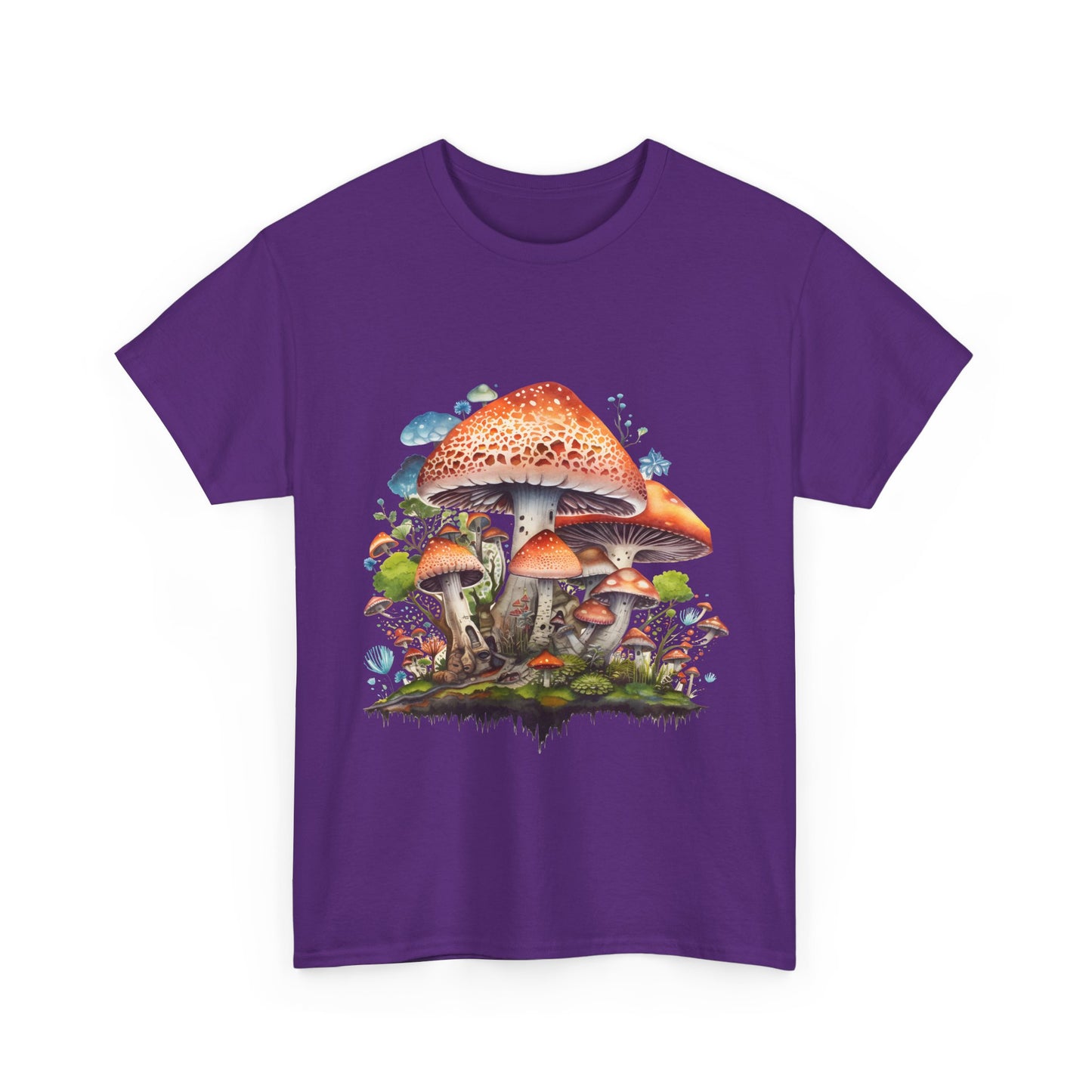 Mushroom Art Unisex Heavy Cotton Tee - Nature Lover's T-Shirt