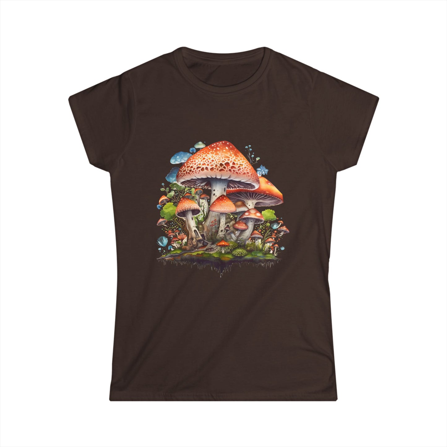 Whimsical Mushroom Women’s Softstyle Tee - Nature-Inspired Graphic Shirt