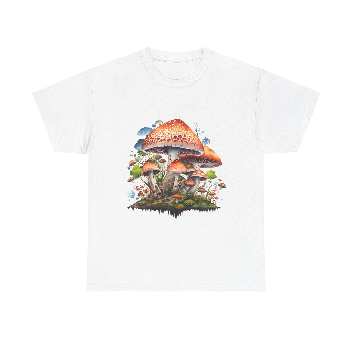 Mushroom Art Unisex Heavy Cotton Tee - Nature Lover's T-Shirt