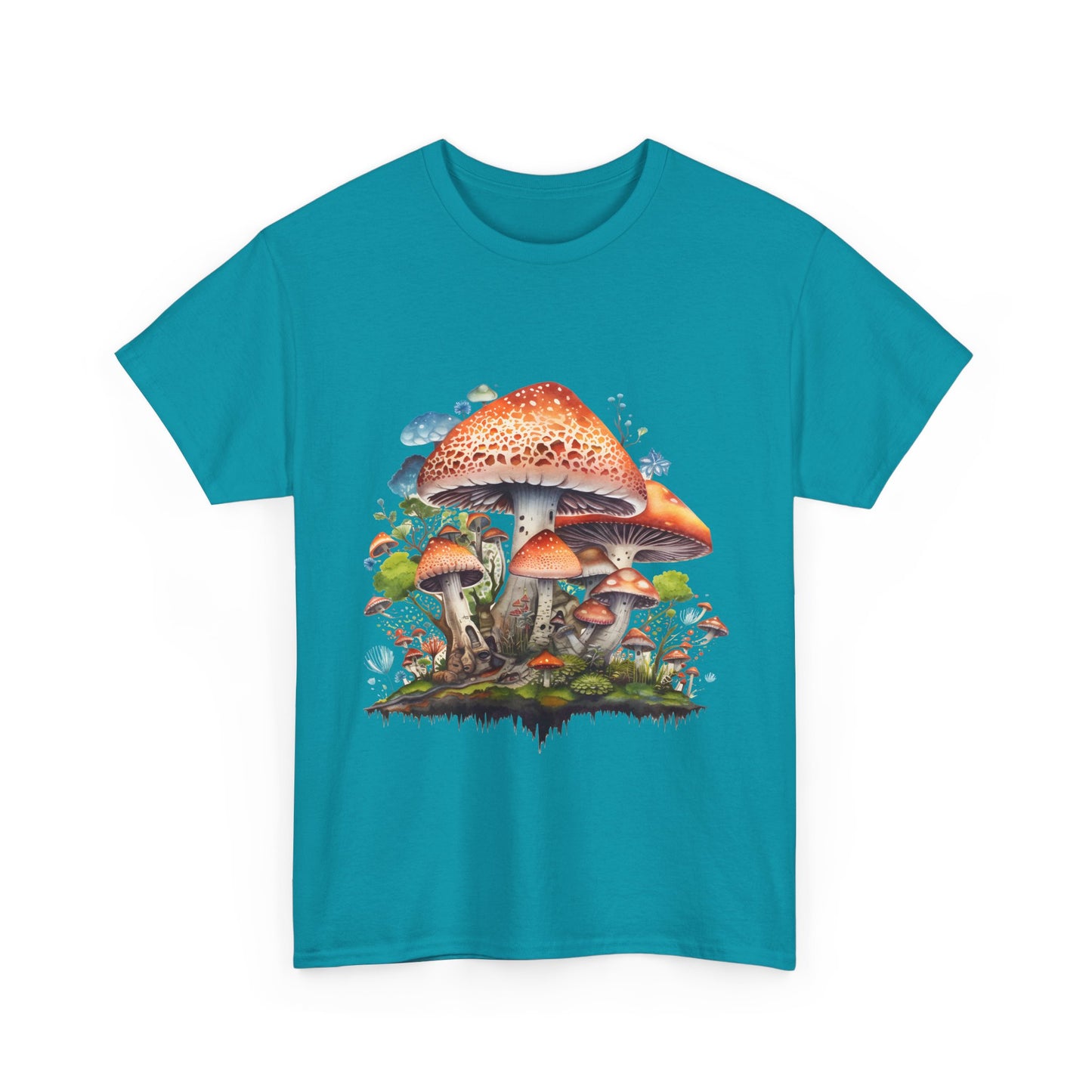 Mushroom Art Unisex Heavy Cotton Tee - Nature Lover's T-Shirt