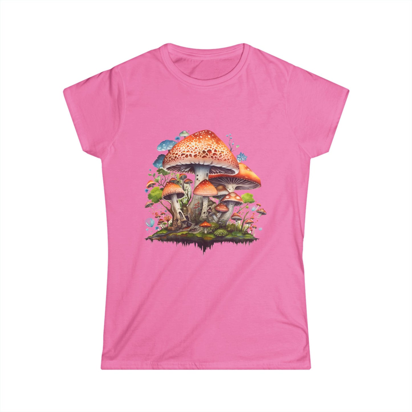 Whimsical Mushroom Women’s Softstyle Tee - Nature-Inspired Graphic Shirt