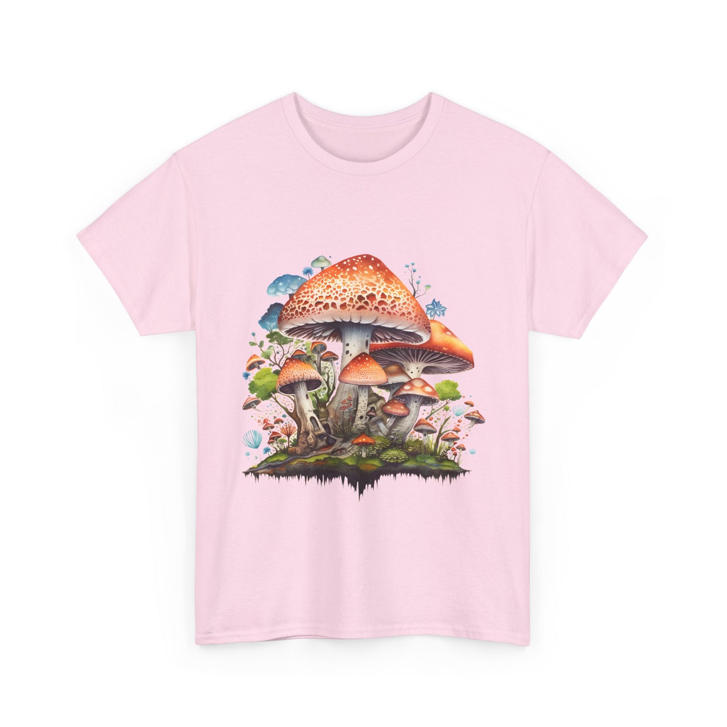 Mushroom Art Unisex Heavy Cotton Tee - Nature Lover's T-Shirt
