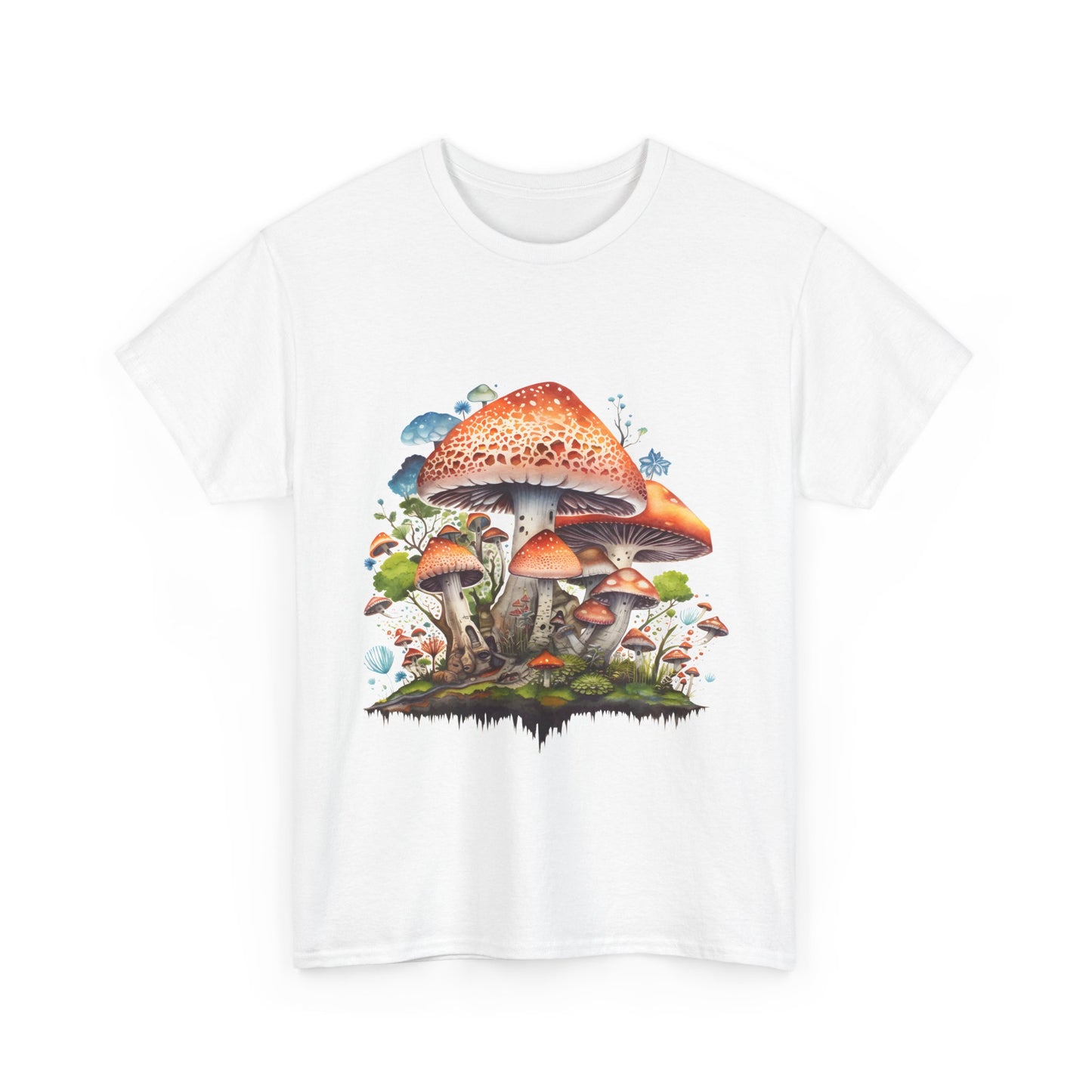 Mushroom Art Unisex Heavy Cotton Tee - Nature Lover's T-Shirt