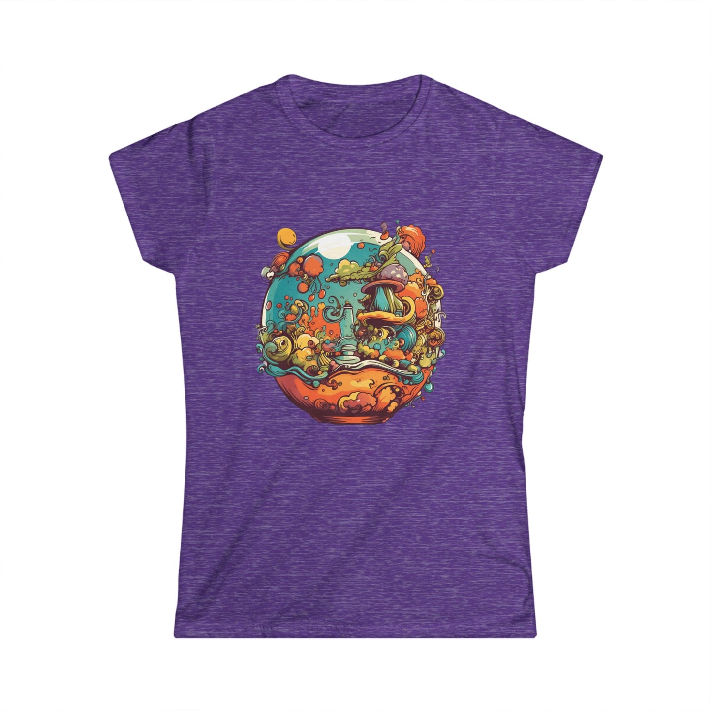 Whimsical Women's Softstyle Tee with Colorful Nature Design