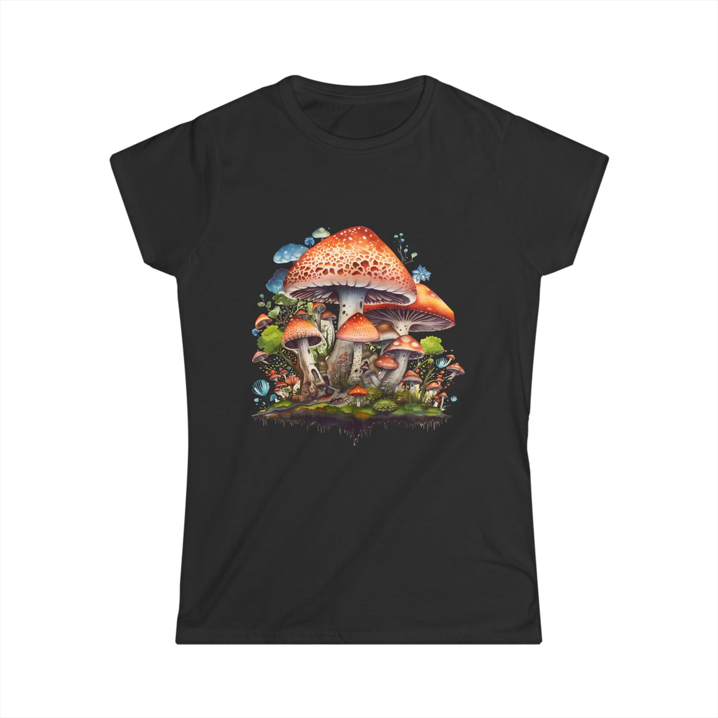 Whimsical Mushroom Women’s Softstyle Tee - Nature-Inspired Graphic Shirt