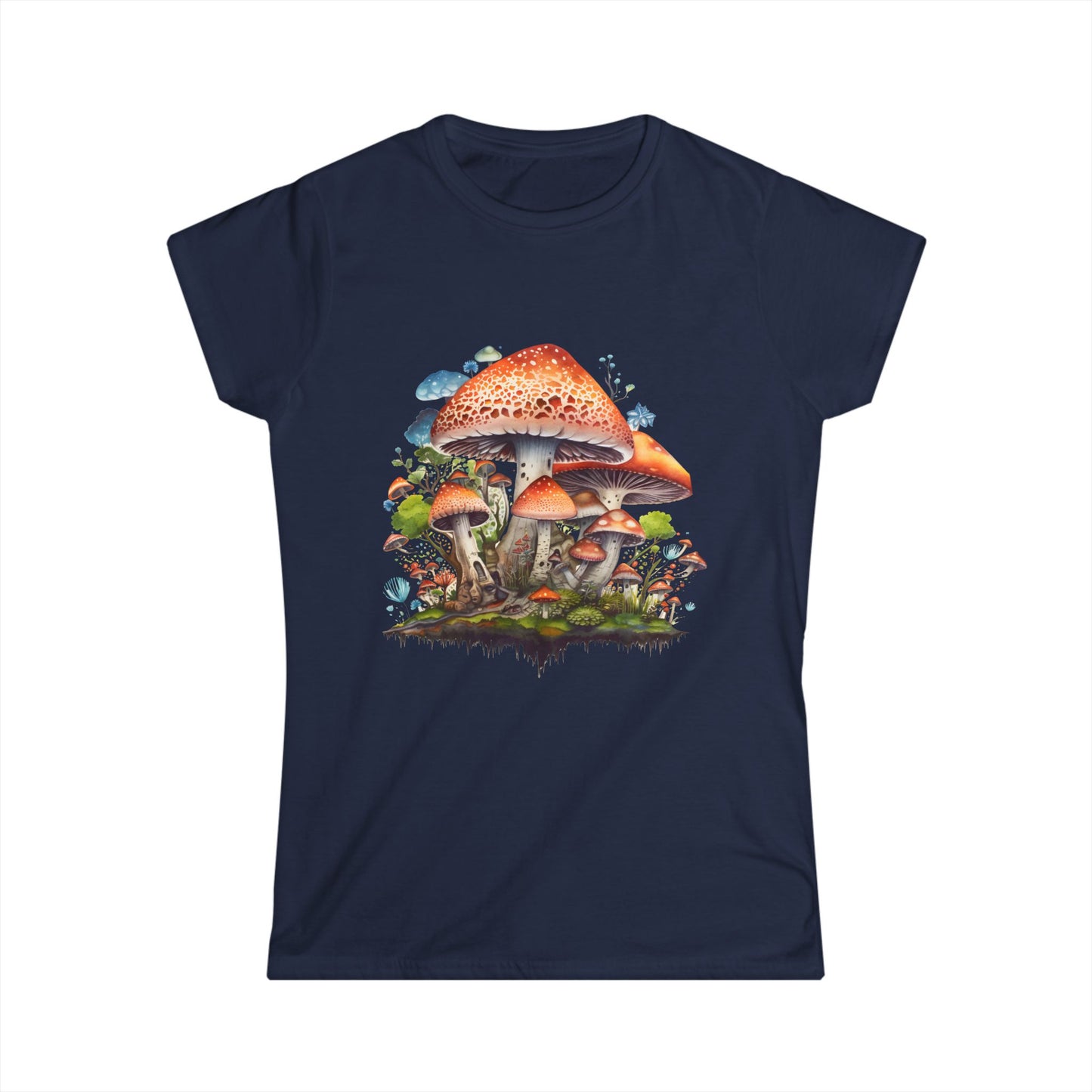 Whimsical Mushroom Women’s Softstyle Tee - Nature-Inspired Graphic Shirt