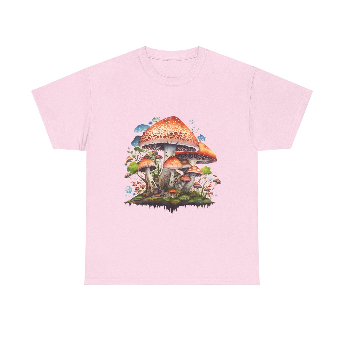 Mushroom Art Unisex Heavy Cotton Tee - Nature Lover's T-Shirt