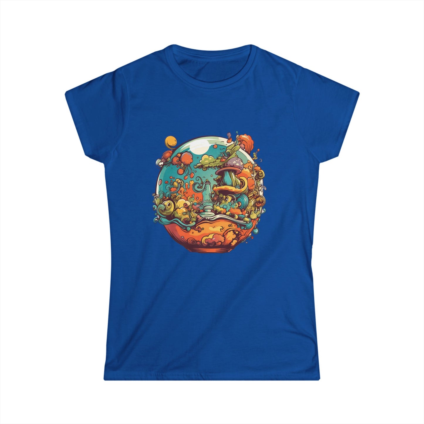 Whimsical Women's Softstyle Tee with Colorful Nature Design