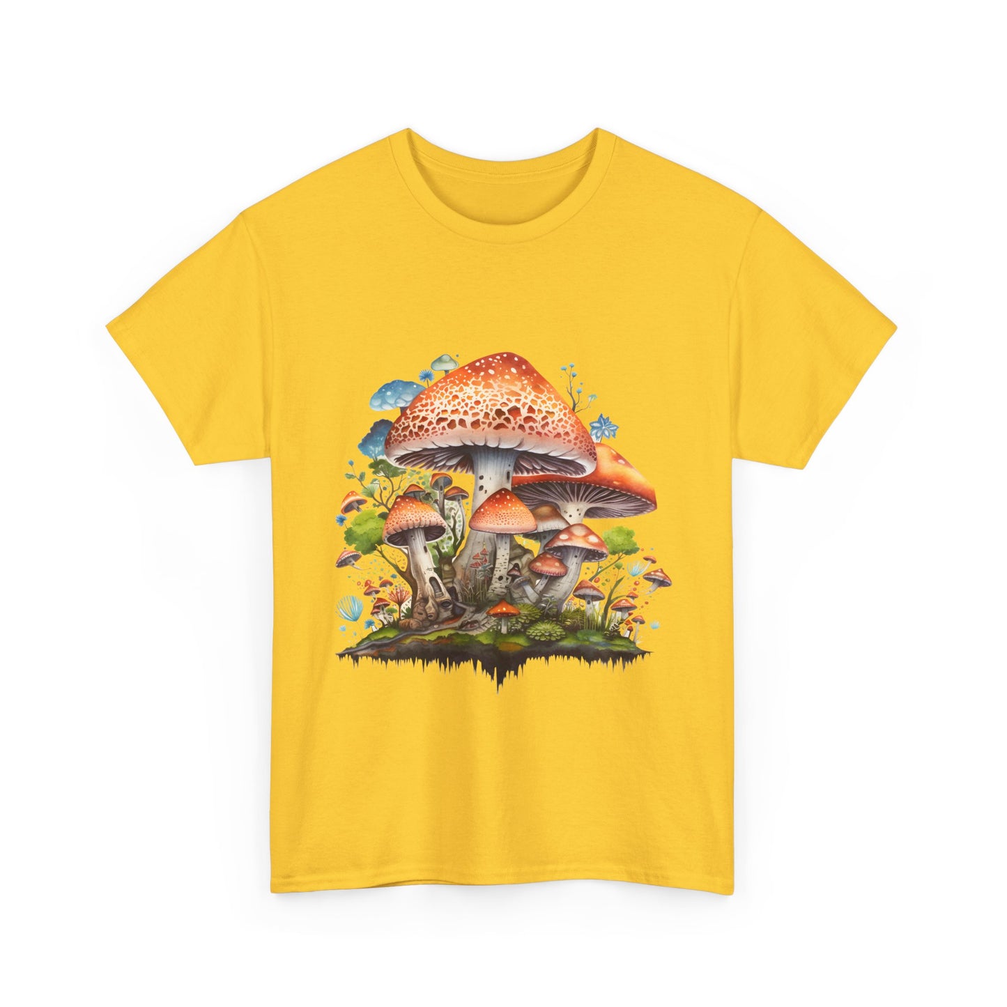 Mushroom Art Unisex Heavy Cotton Tee - Nature Lover's T-Shirt