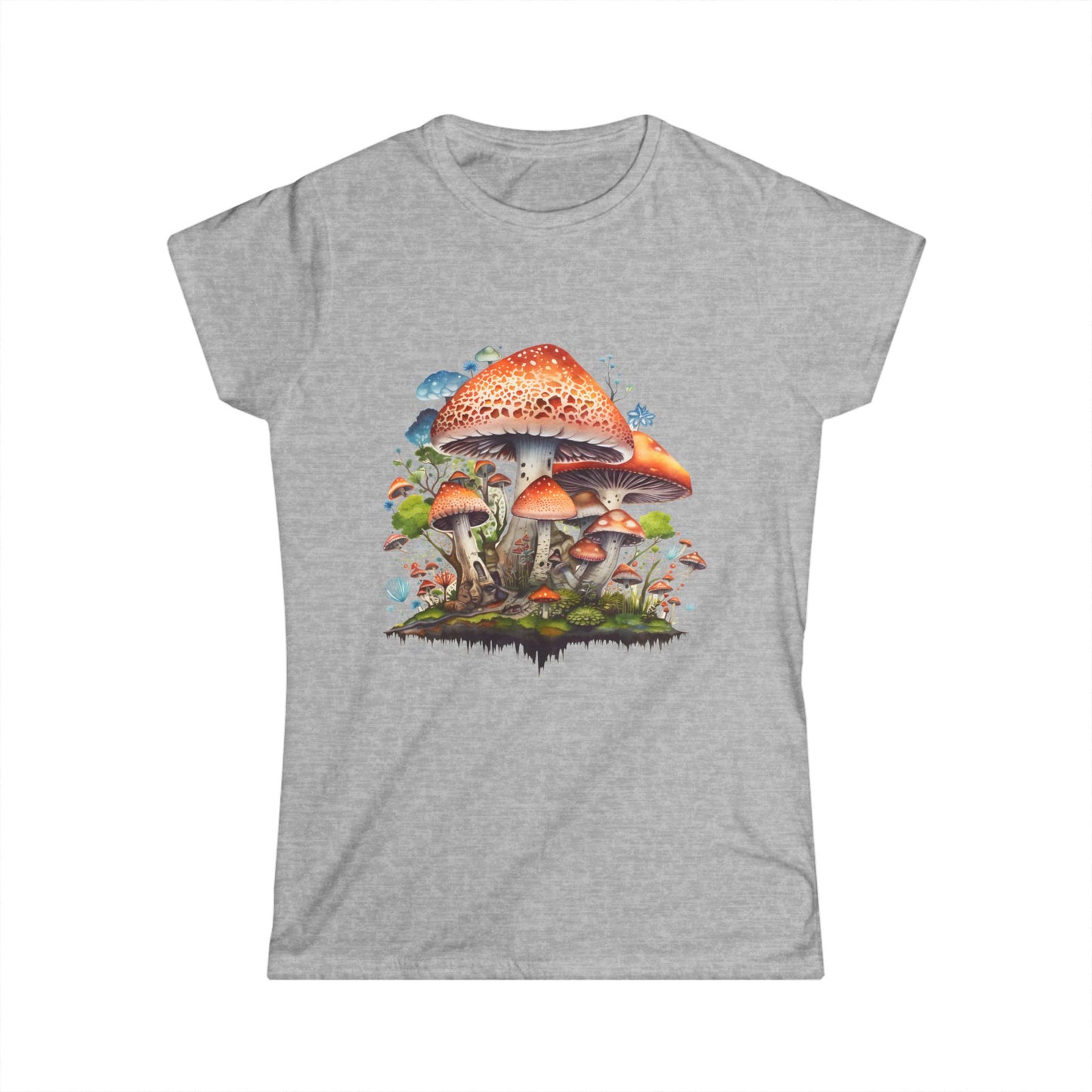 Whimsical Mushroom Women’s Softstyle Tee - Nature-Inspired Graphic Shirt