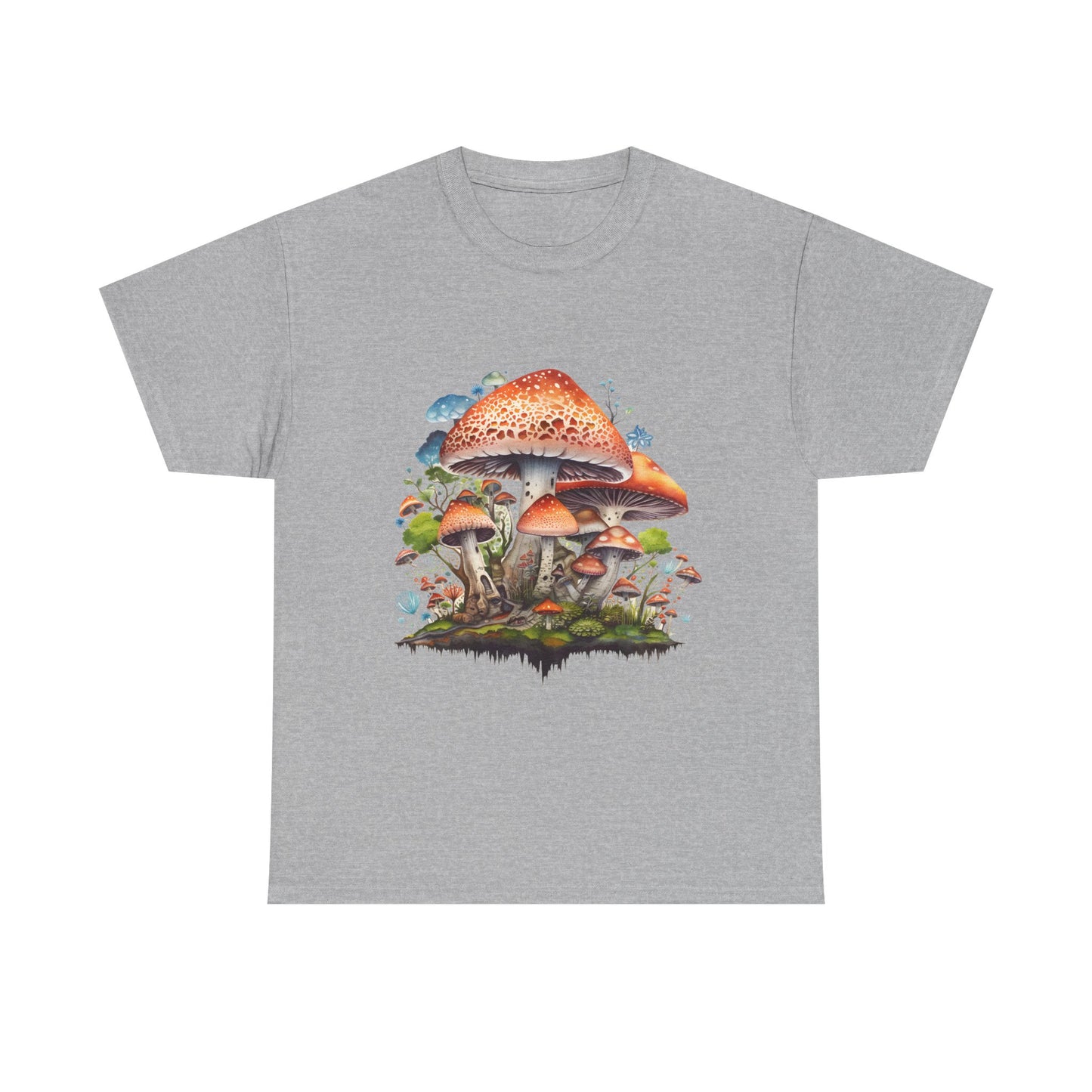 Mushroom Art Unisex Heavy Cotton Tee - Nature Lover's T-Shirt