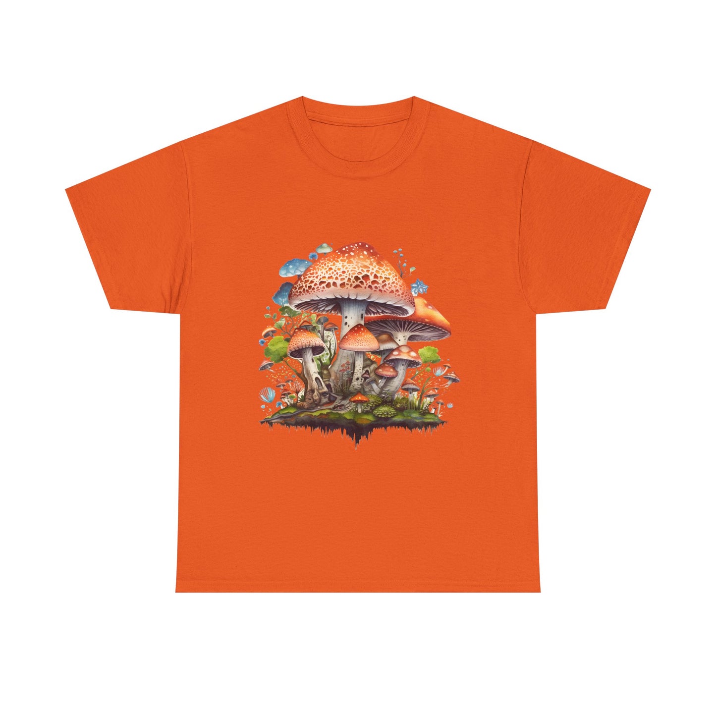 Mushroom Art Unisex Heavy Cotton Tee - Nature Lover's T-Shirt