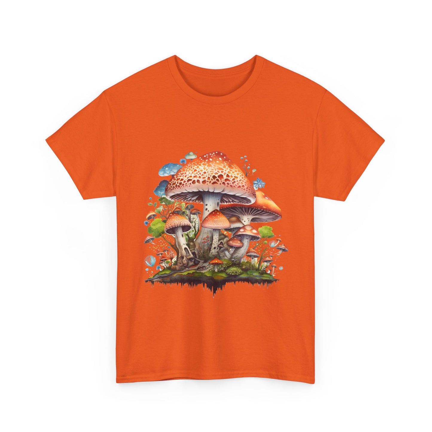 Mushroom Art Unisex Heavy Cotton Tee - Nature Lover's T-Shirt