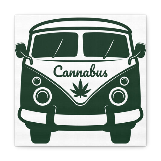 Cannabus Van Canvas Wall Art – Retro VW Bus with Cannabis Leaf