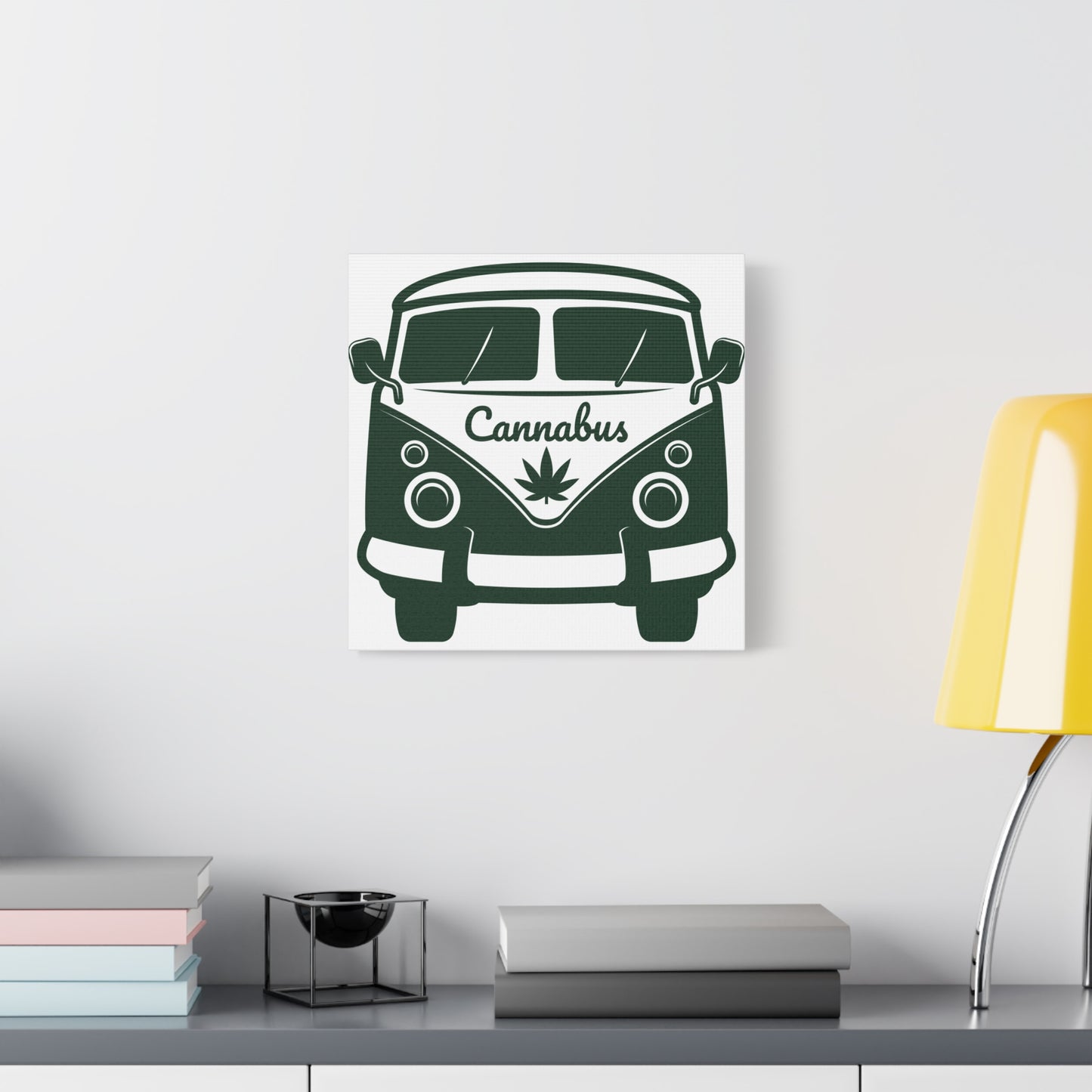 Cannabus Van Canvas Wall Art – Retro VW Bus with Cannabis Leaf
