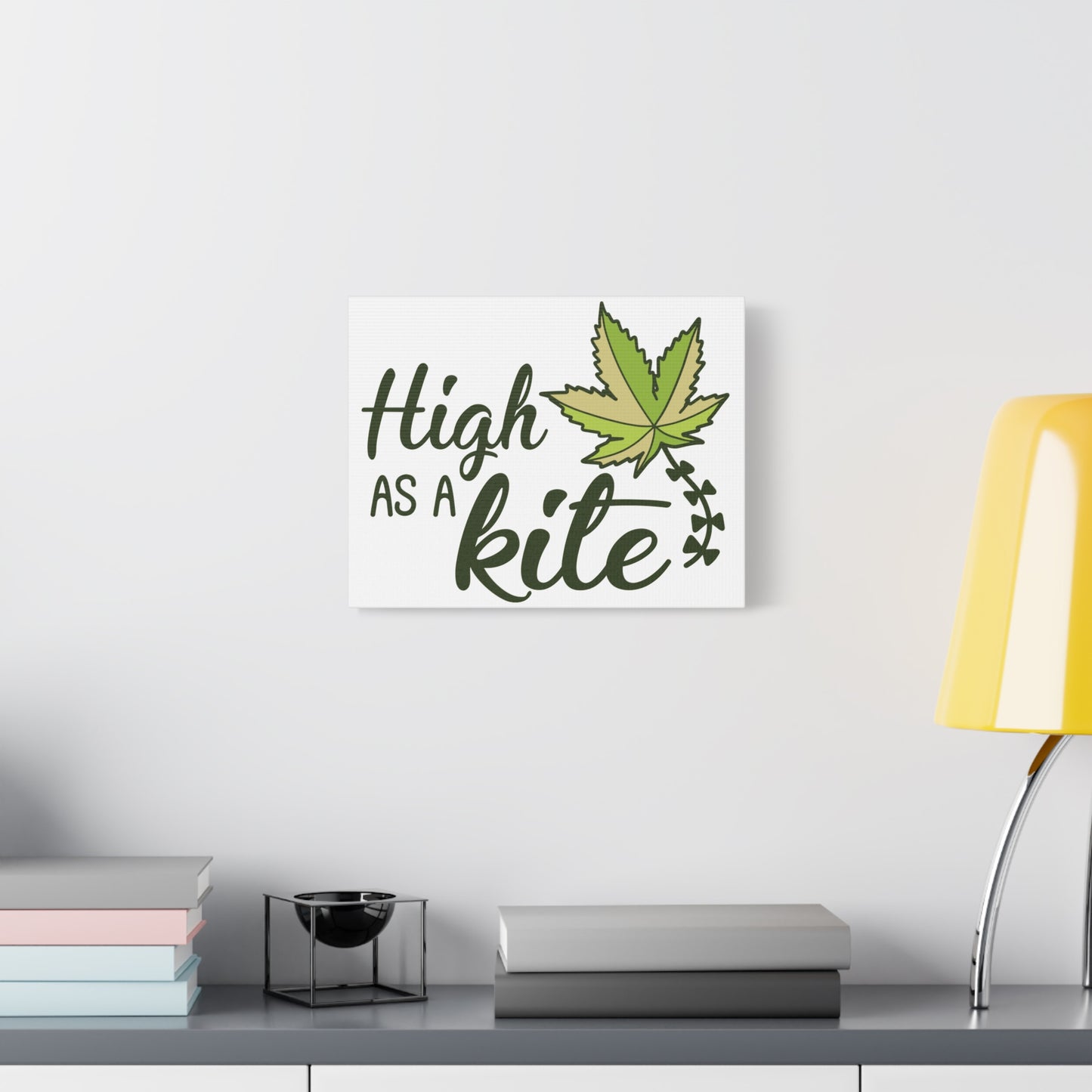 High as a Kite Canvas Wall Art – Stretched Matte Cannabis Leaf Print