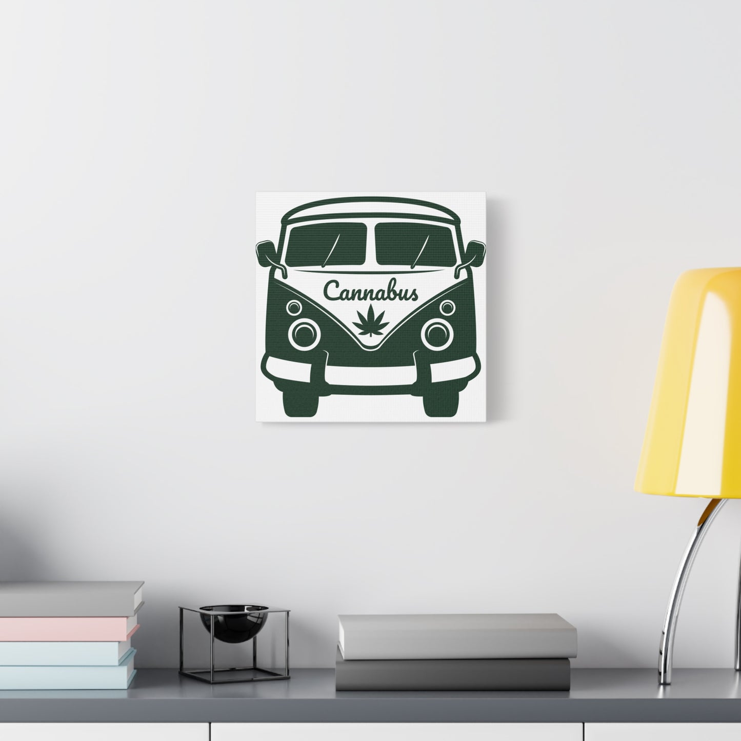 Cannabus Van Canvas Wall Art – Retro VW Bus with Cannabis Leaf