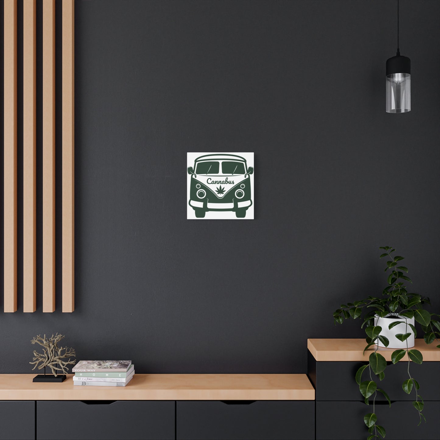 Cannabus Van Canvas Wall Art – Retro VW Bus with Cannabis Leaf