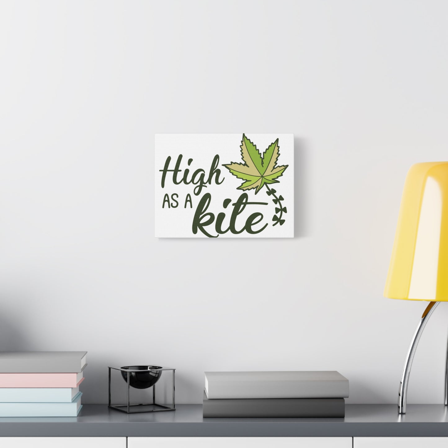 High as a Kite Canvas Wall Art – Stretched Matte Cannabis Leaf Print