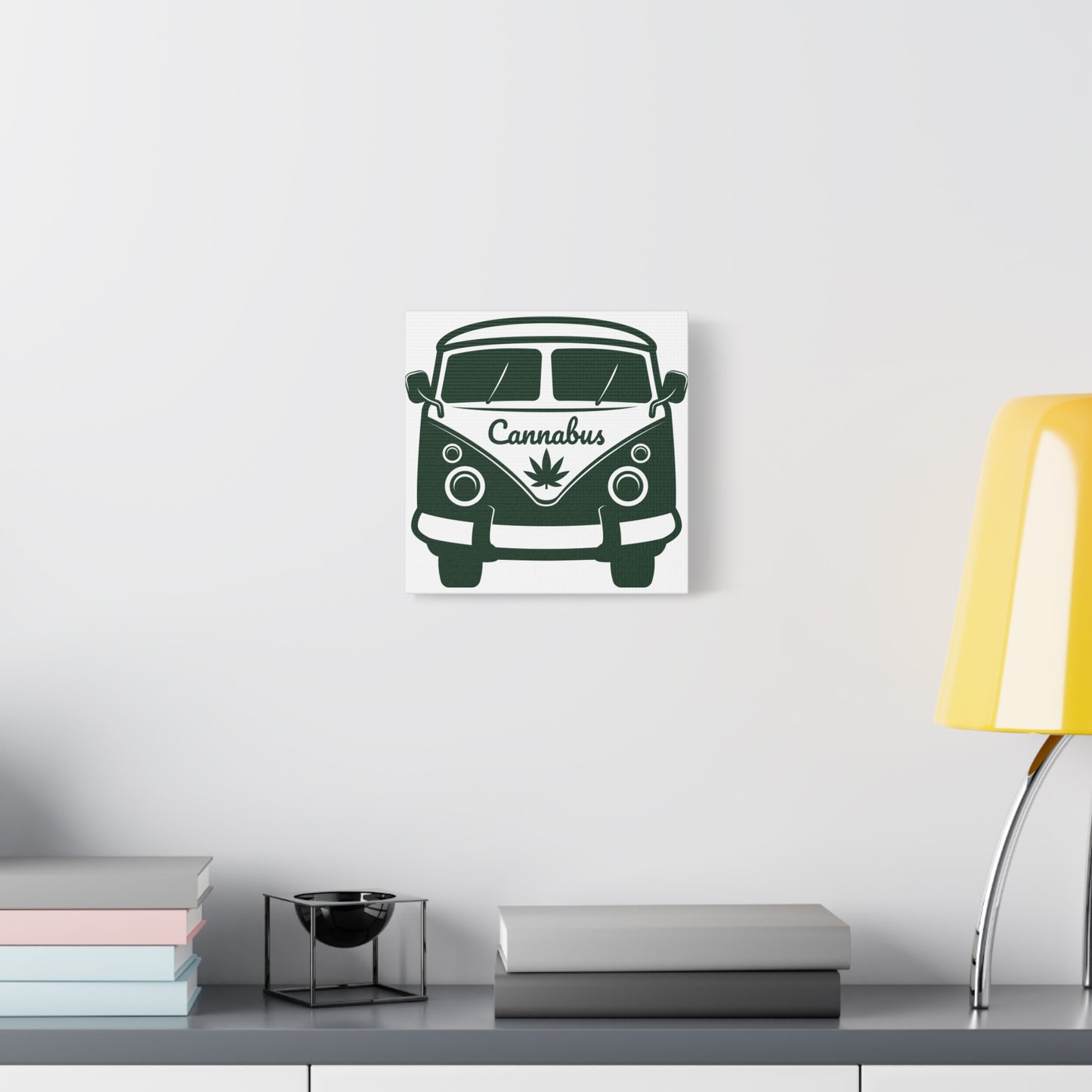 Cannabus Van Canvas Wall Art – Retro VW Bus with Cannabis Leaf
